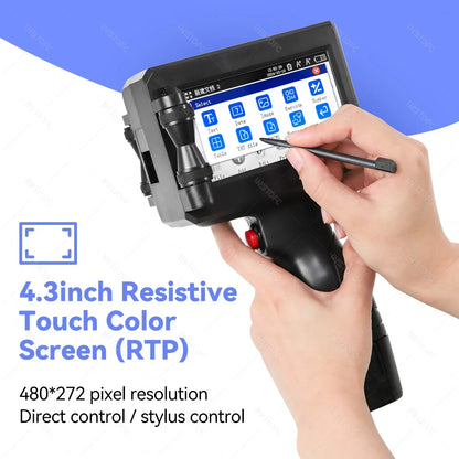 Handheld Inkjet Printer Portable Date Batch Number QR Code Packaging Bag Plastic Bottle Printing Machine 12.7mm Universal Type
