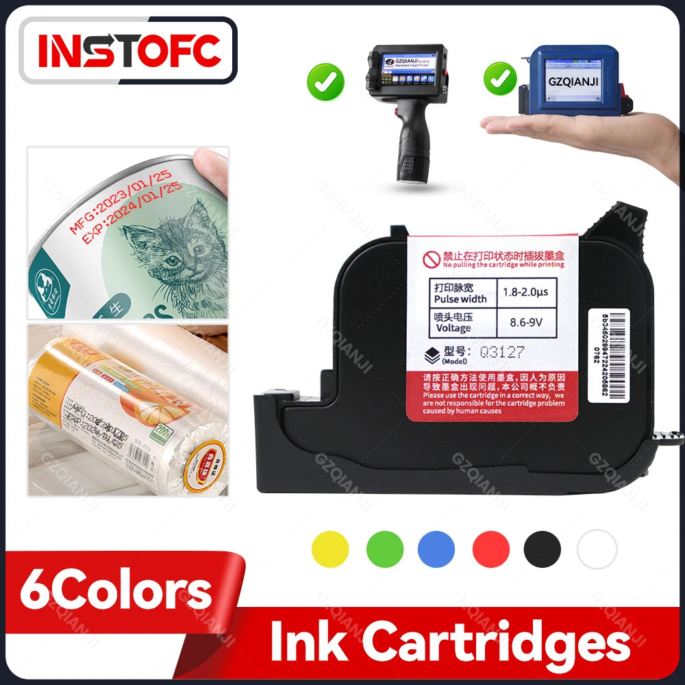 12.7-25.4mm ink Cartridges Black Color for Portable Mini Handheld Inkjet Text QR Barcode Batch Number Logo Date Label Printer