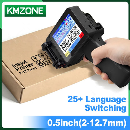 Mini Handheld Inkjet Printer 2-12.7mm for Text QR Barcode Batch Number Logo Date Label Printer with 0/1/2 ink Cartridges